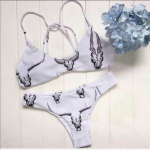 CHEEKY URBAN FESTIVAL WHITE COW SKULL BIKINI